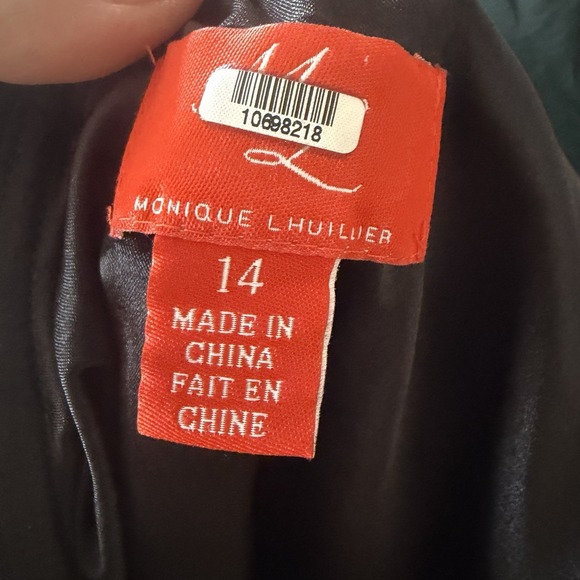 ML Monique LHuillier Off-Shoulder Midi Dress Green Black Sz 14  EUC Classic Mini - Picture 16 of 16
